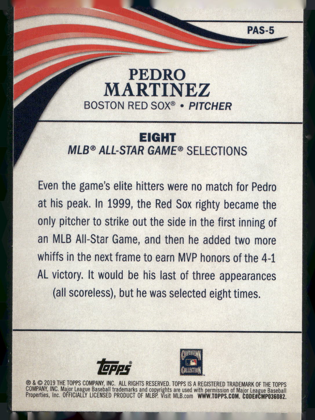 2019 Topps Update #PAS-5 Pedro Martinez Perennial All-Stars