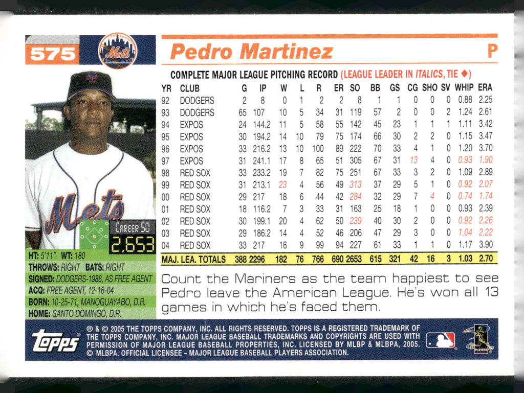 2005 Topps #575 Pedro Martinez