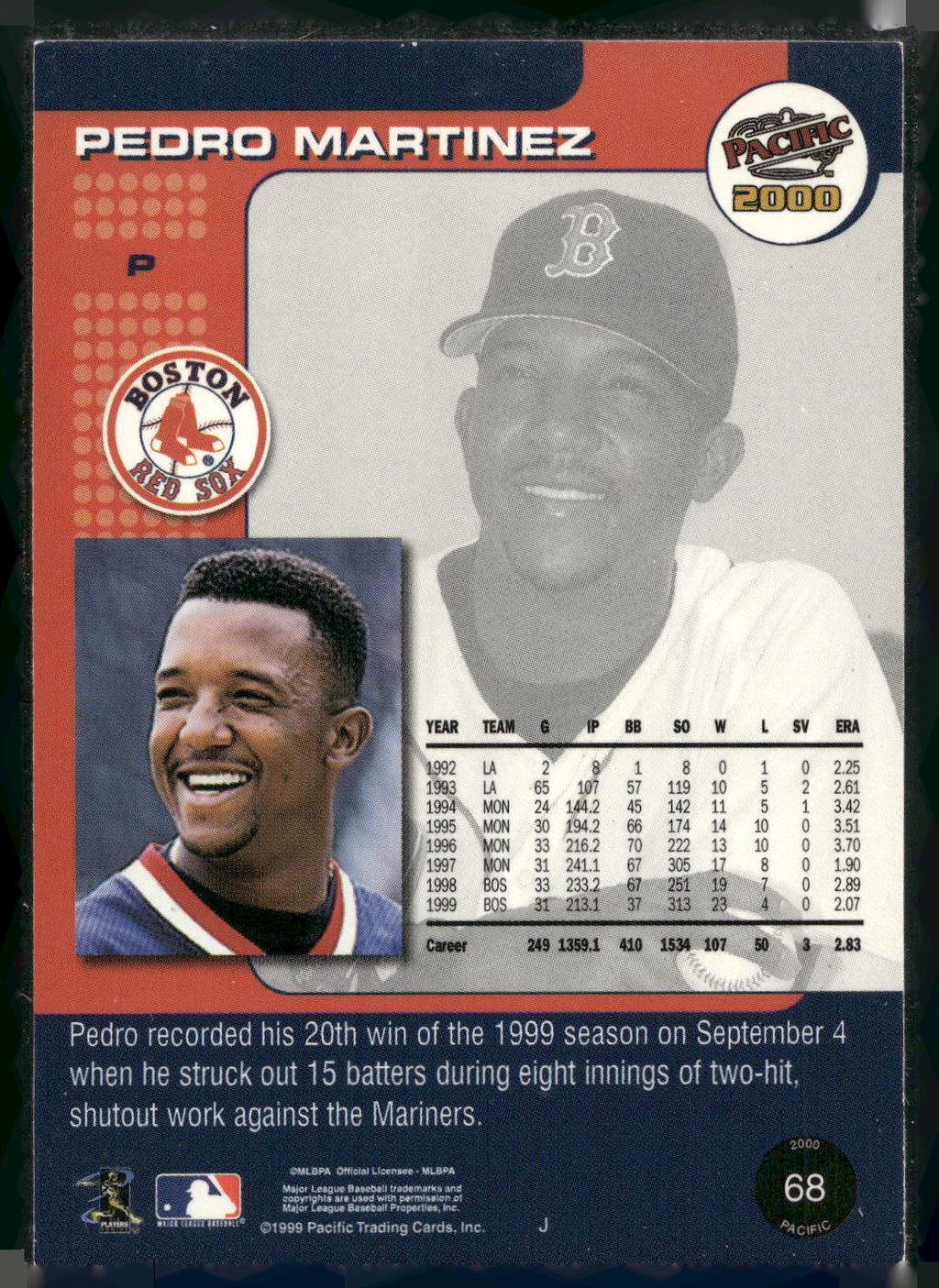 2000 Pacific #68b Pedro Martinez