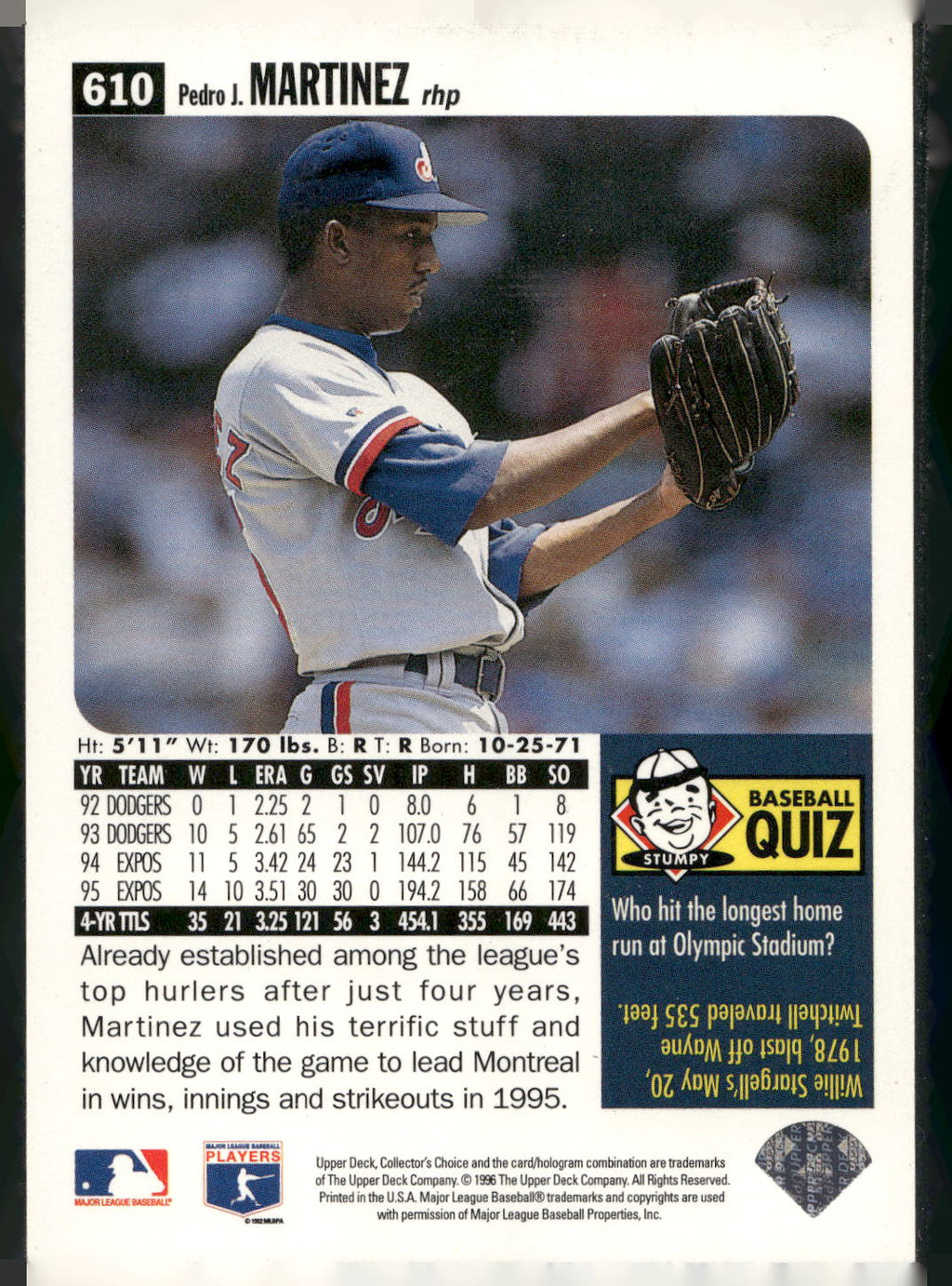 1996 Collector's Choice #610 Pedro Martinez