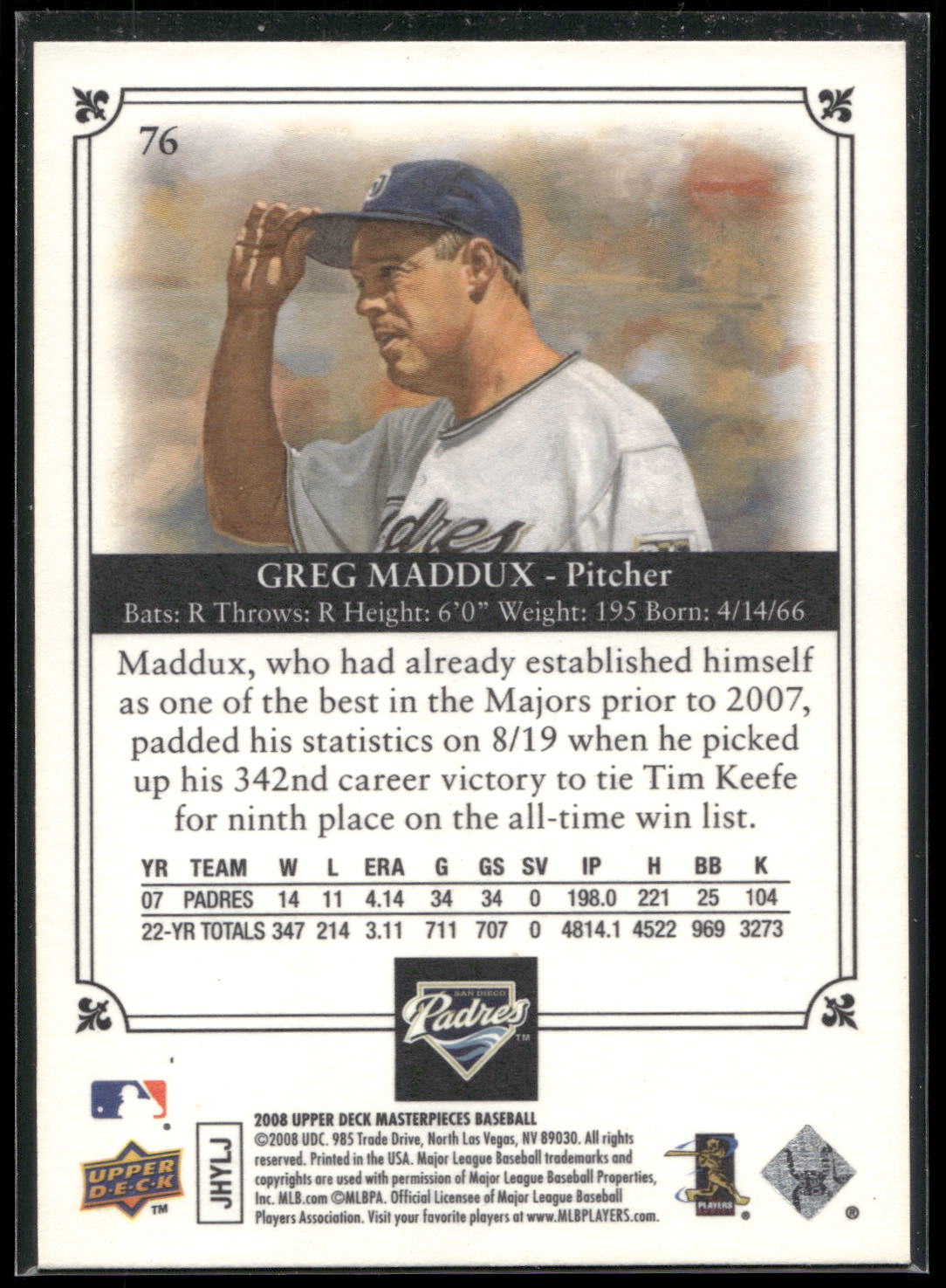 2008 Upper Deck Masterpieces #76 Greg Maddux