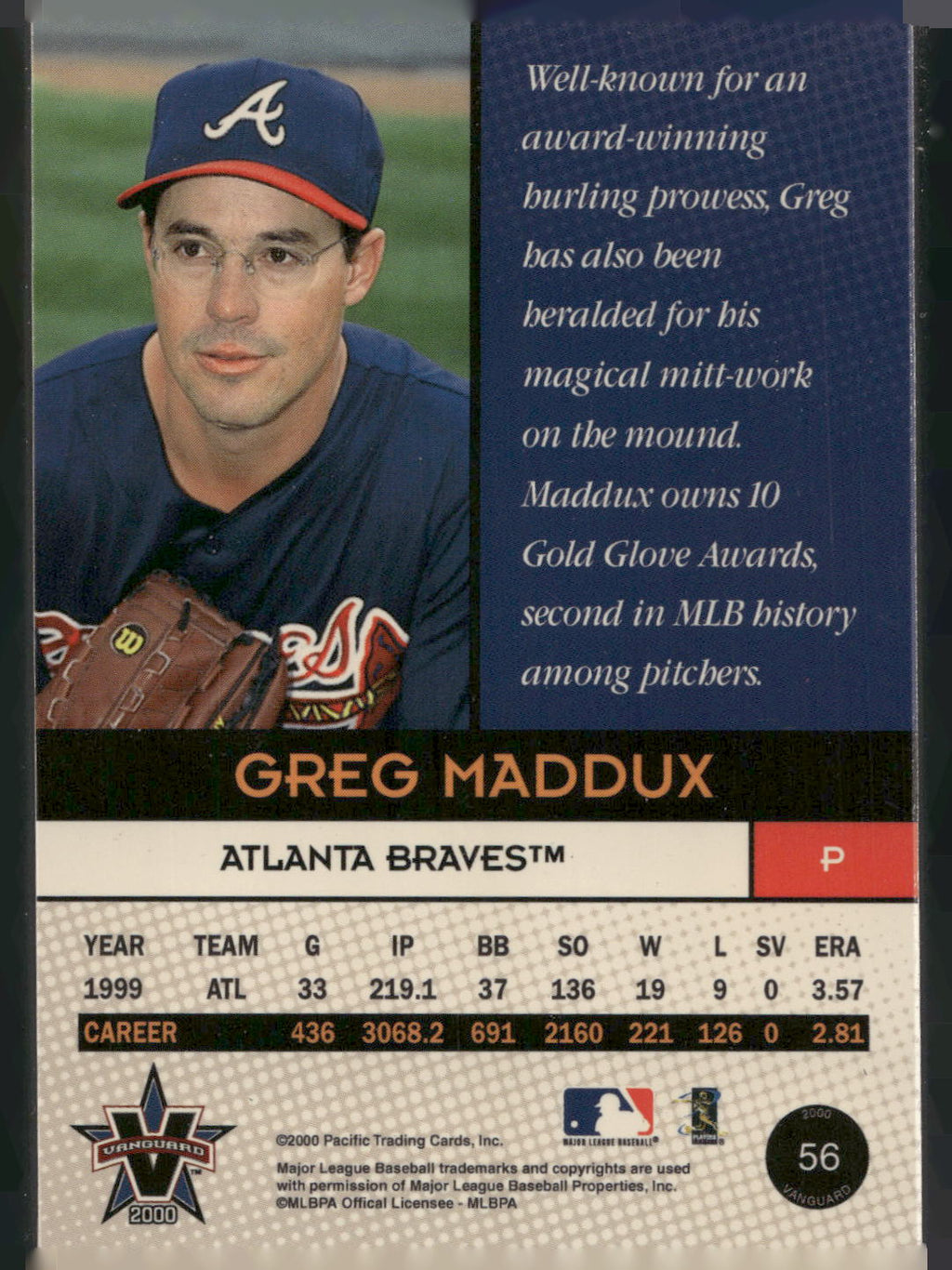 2000 Pacific Vanguard #56 Greg Maddux