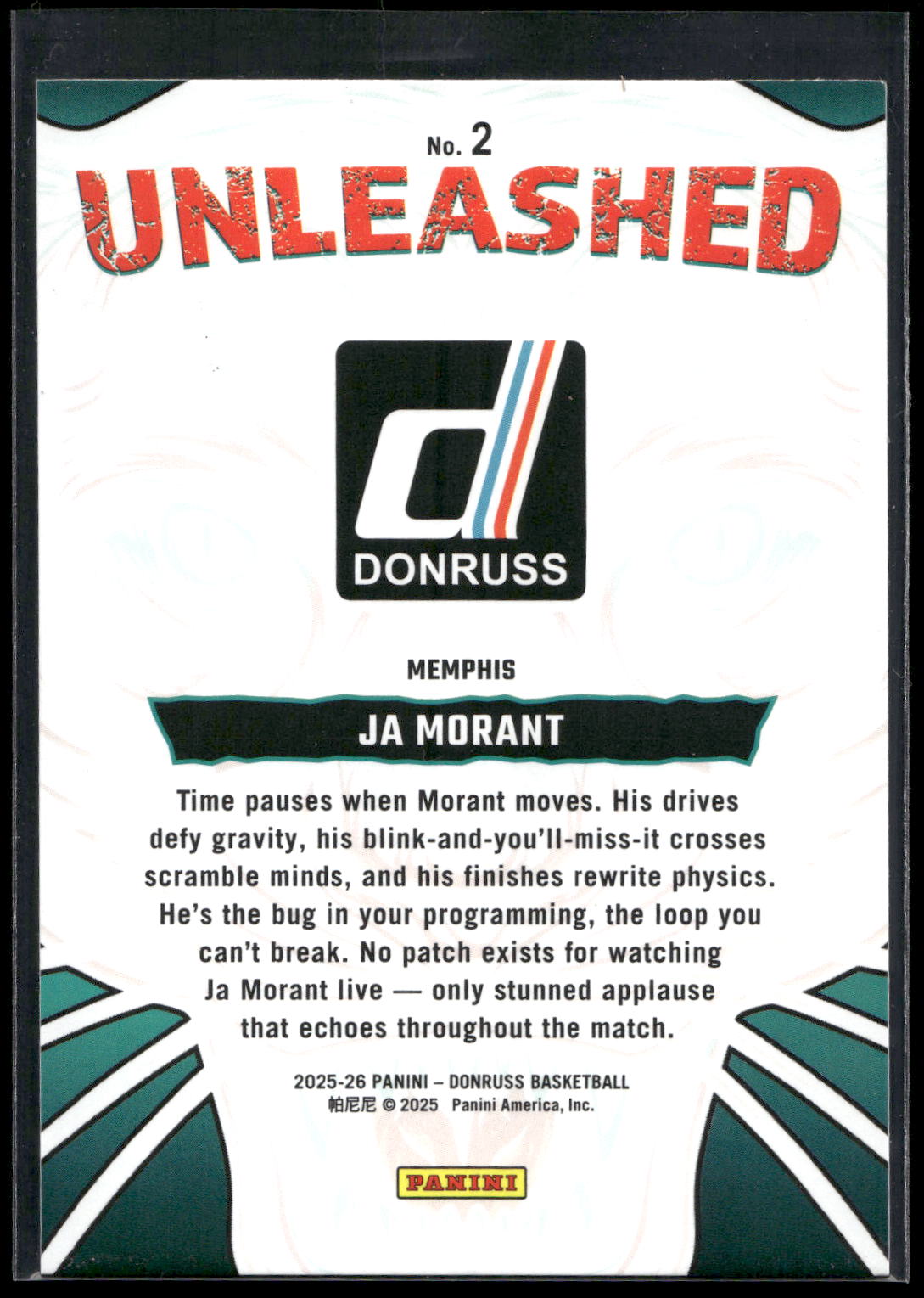 2025-26 Panini Donruss Basketball #2 Ja Morant