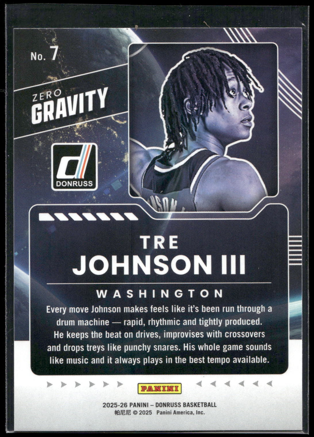 2025-26 Donruss #7 Tre Johnson III Zero Gravity