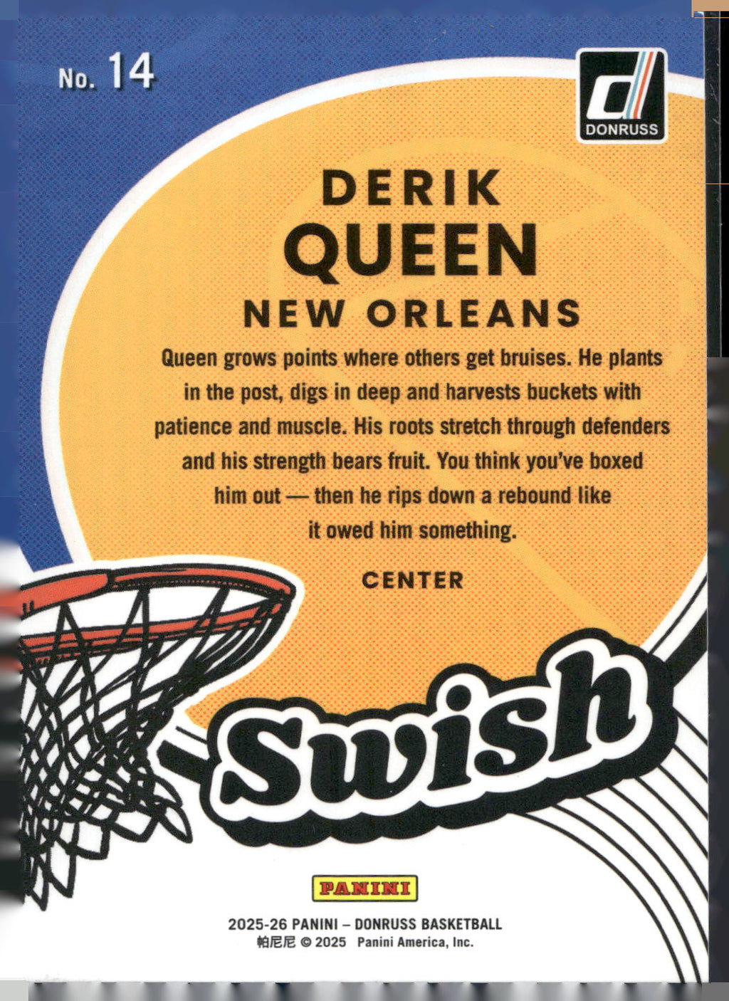 2025-26 Donruss #14 Derik Queen Swish