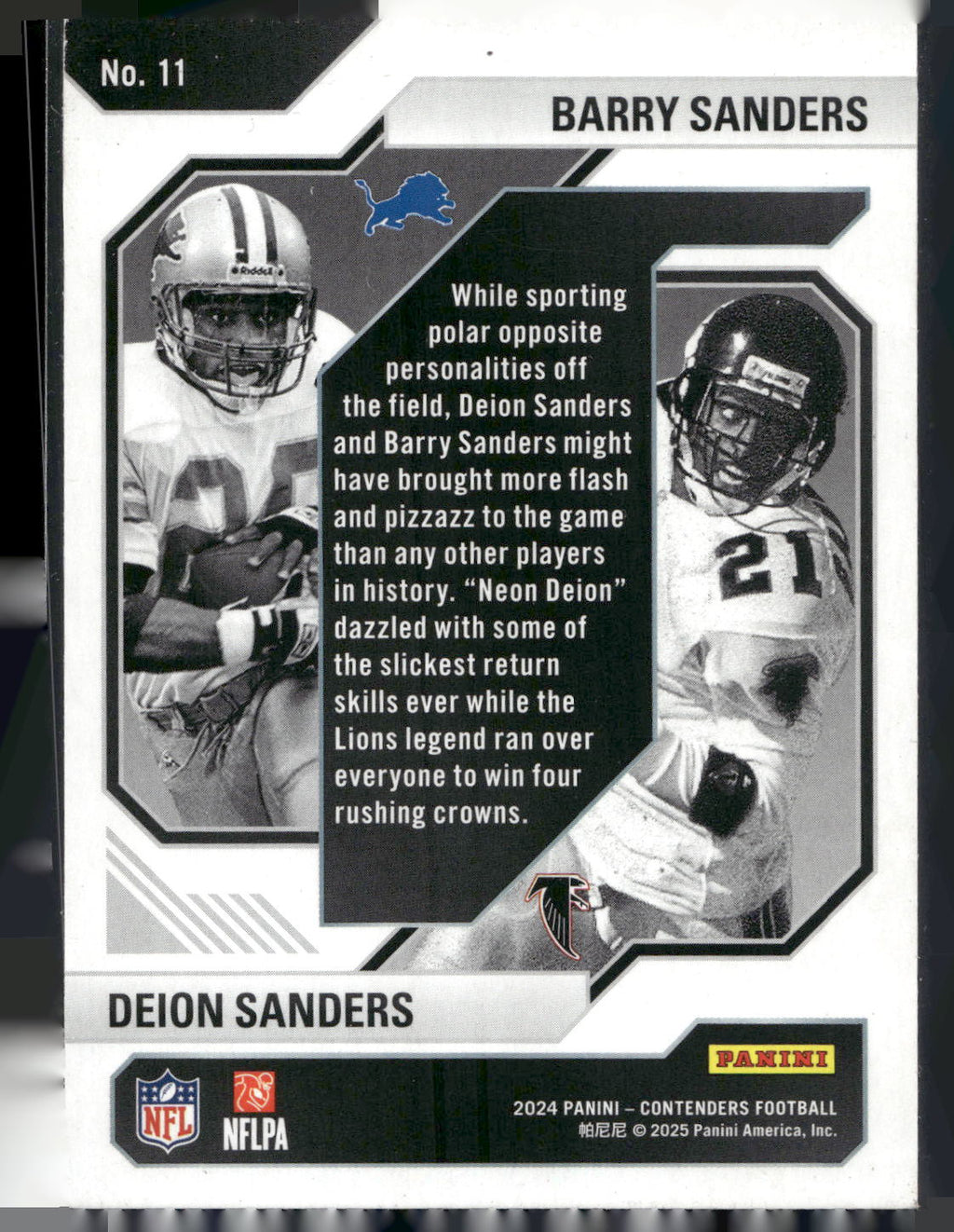 2024 Panini Contenders #11 Barry Sanders / Deion Sanders