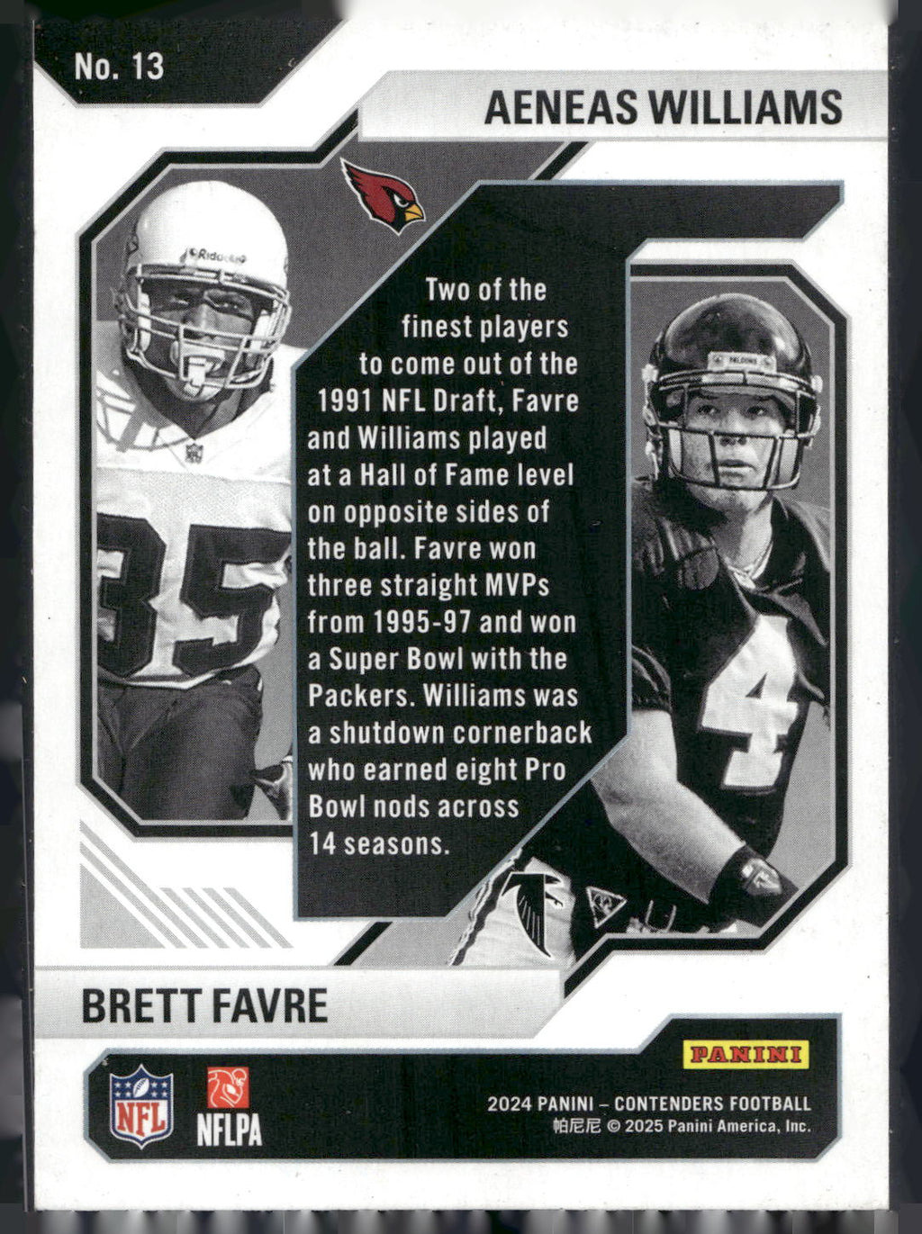 2024 Panini Contenders #13 Aeneas Williams / Brett Favre