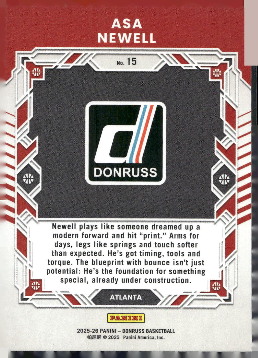 2025-26 Donruss #15 Asa Newell Elite Series