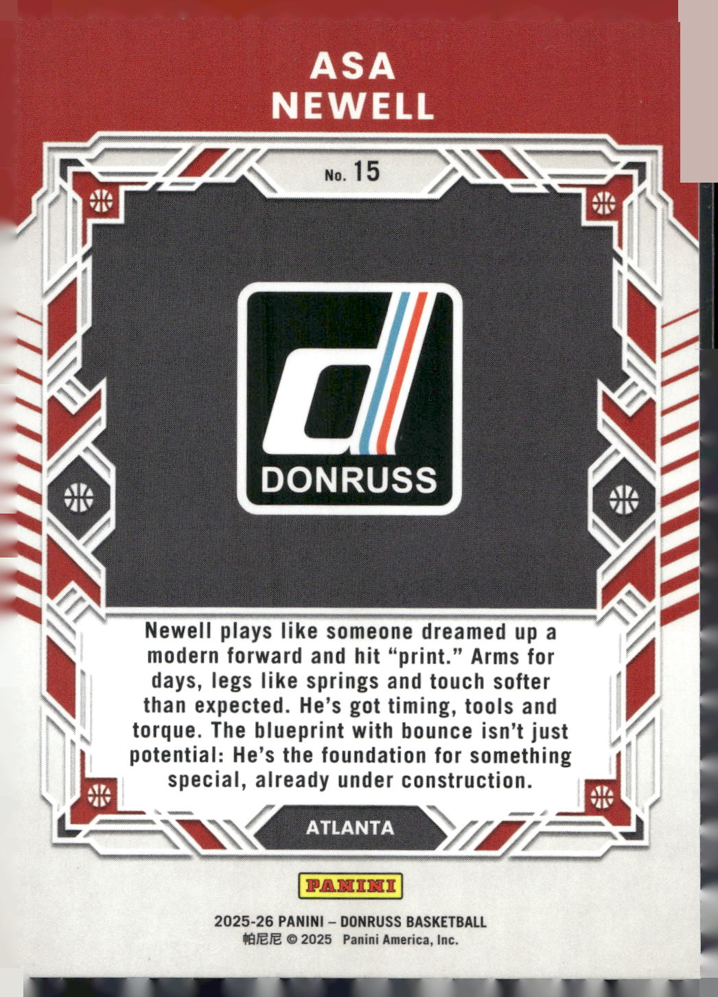 2025-26 Donruss #15 Asa Newell Elite Series