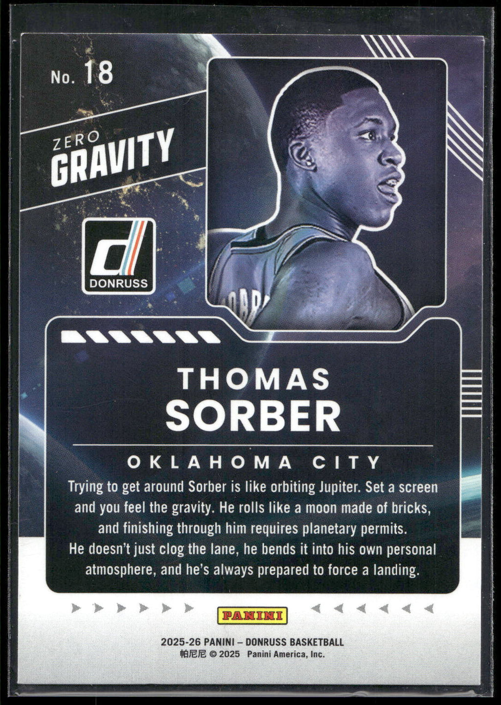 2025-26 Donruss #18 Thomas Sorber Zero Gravity