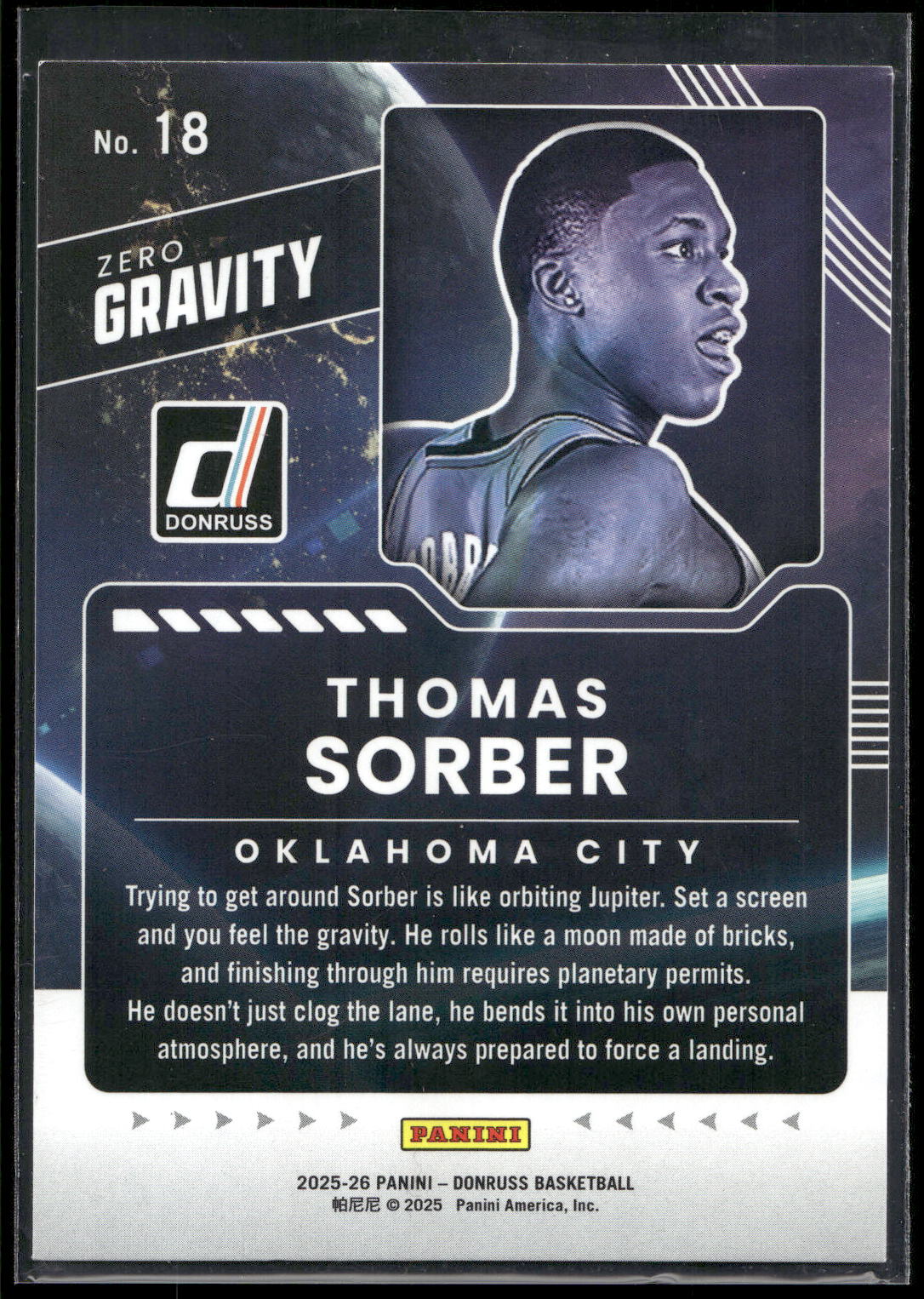 2025-26 Donruss #18 Thomas Sorber Zero Gravity