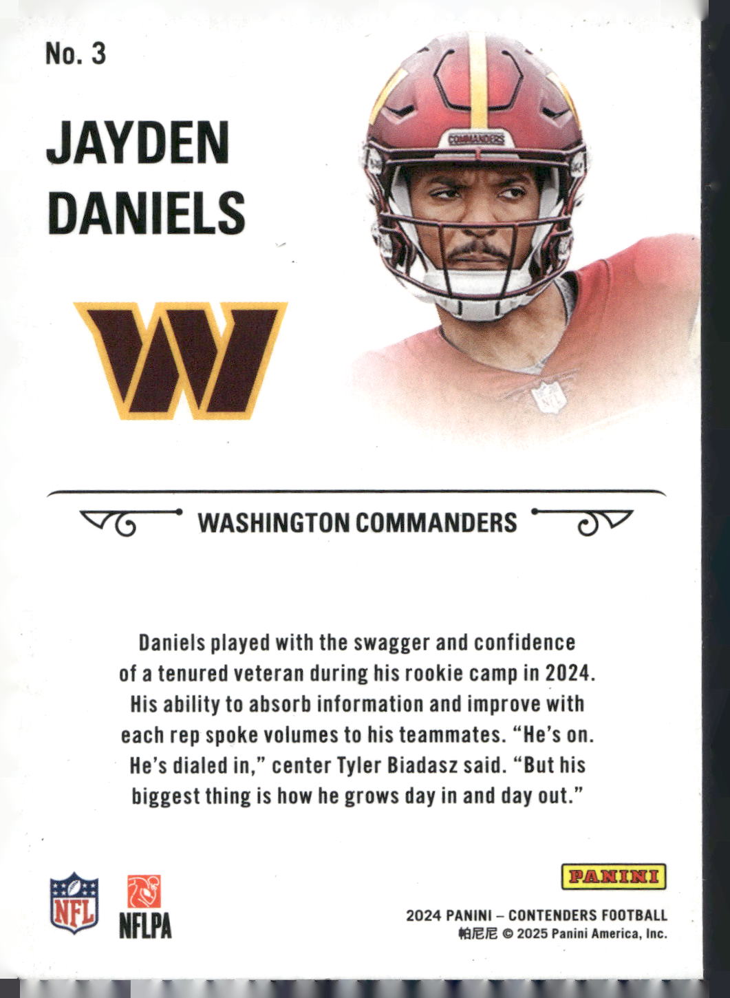 2024 Panini Contenders #3 Jayden Daniels Rookie Stallions