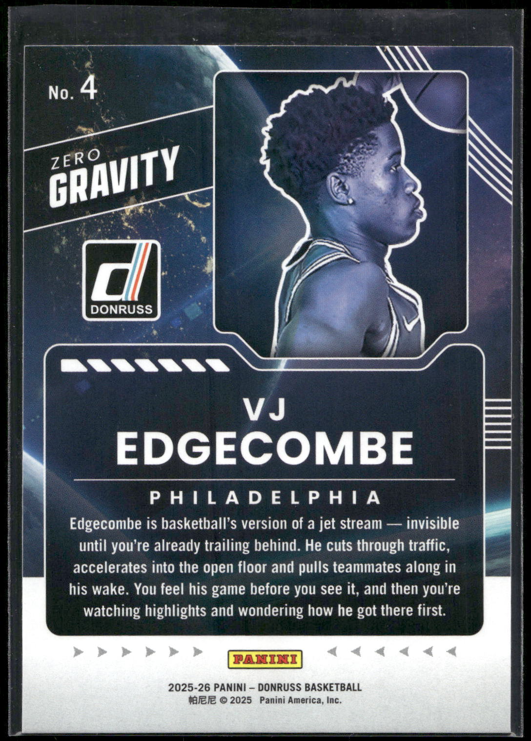 2025-26 Donruss #4 VJ Edgecombe Zero Gravity