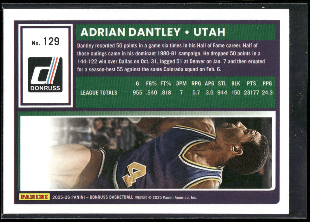 2025-26 Donruss #129 Adrian Dantley Holo Green Laser