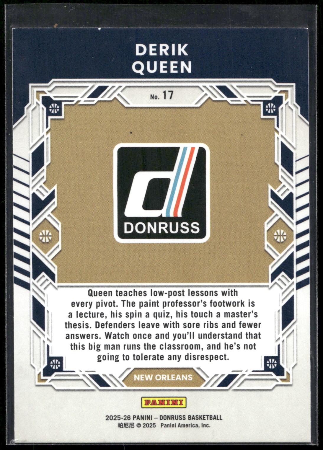 2025-26 Donruss #17 Derik Queen Elite Series