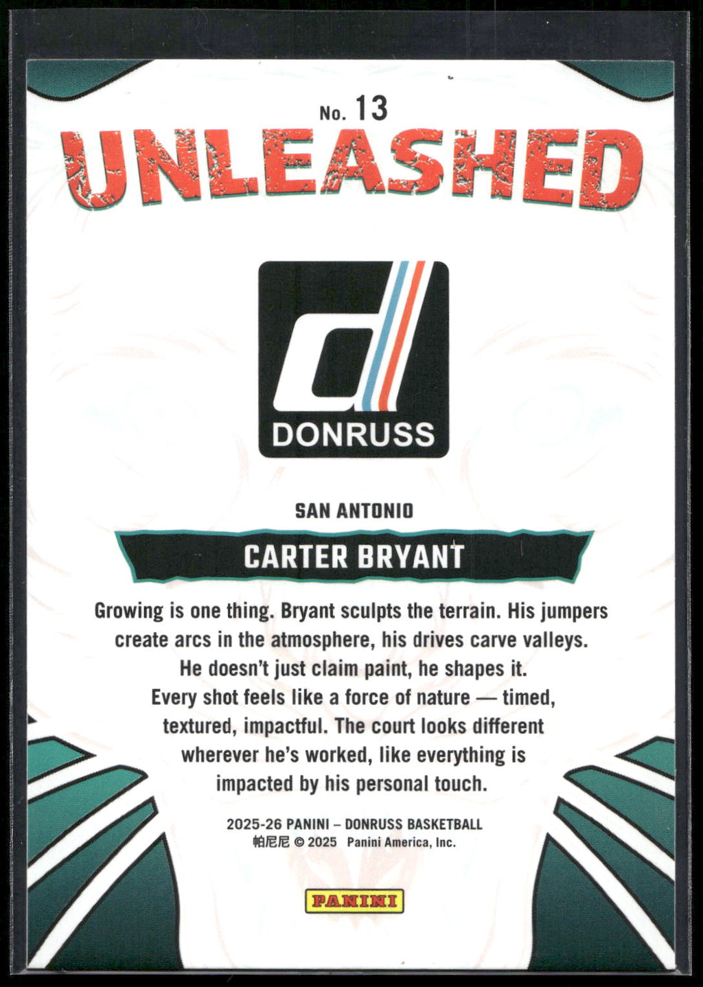 2025-26 Donruss #13 Carter Bryant Unleashed