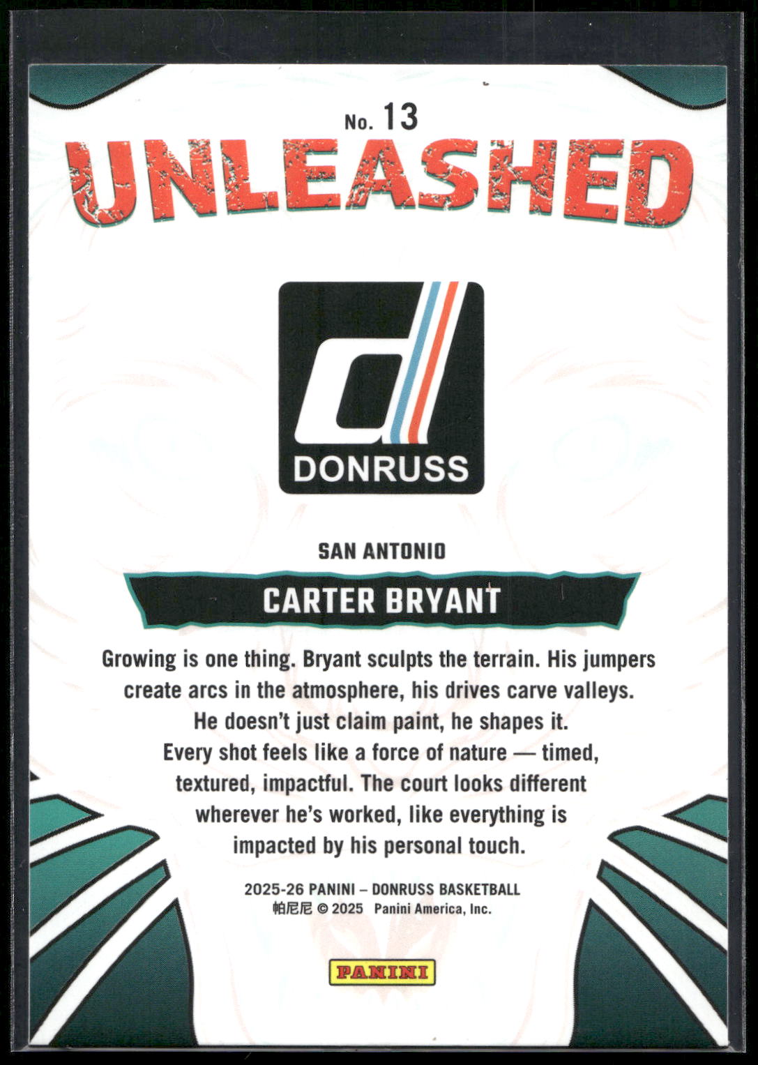 2025-26 Donruss #13 Carter Bryant Unleashed
