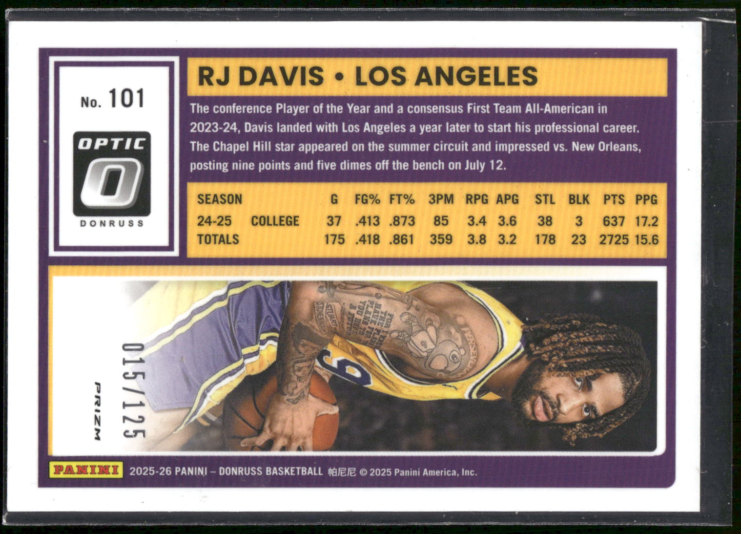 2025-26 Donruss #101 RJ Davis #/125