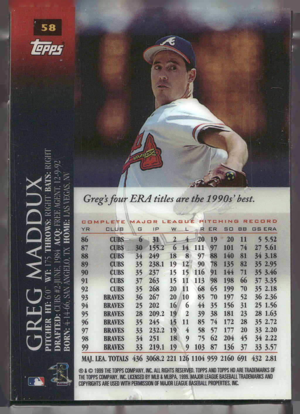 2000 Topps HD #58 Greg Maddux