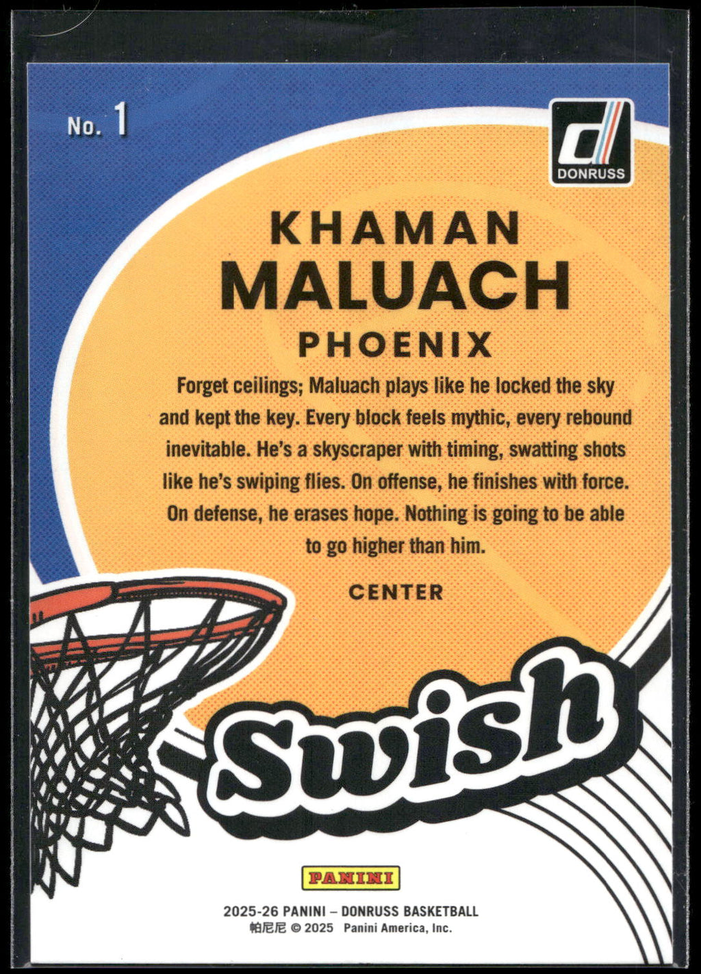 2025-26 Donruss #1 Khaman Maluach Swish