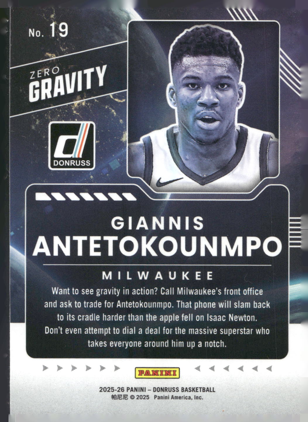 2025-26 Donruss #19 Giannis Antetokounmpo Zero Gravity
