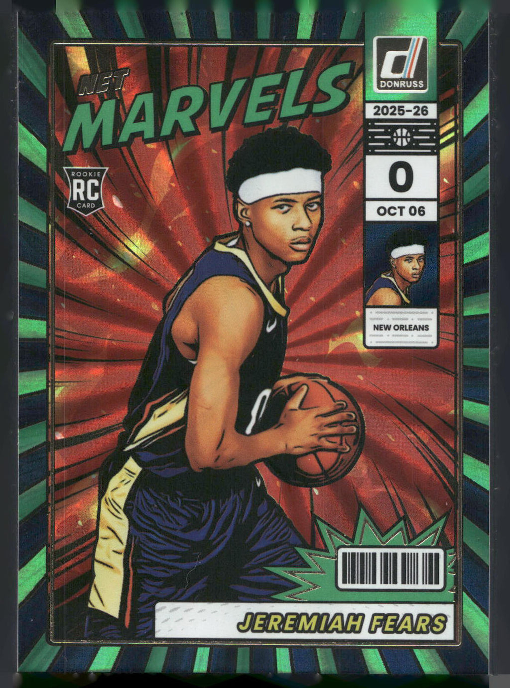 2025-26 Donruss #18 Jeremiah Fears Elite Series Holo Green Laser