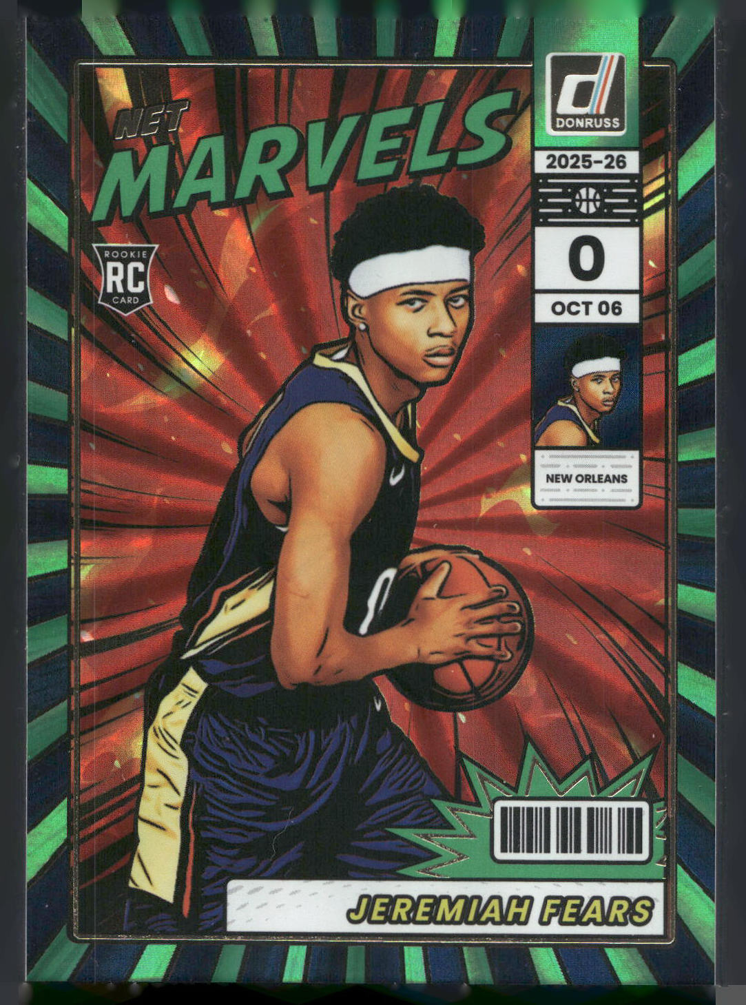 2025-26 Donruss #18 Jeremiah Fears Elite Series Holo Green Laser