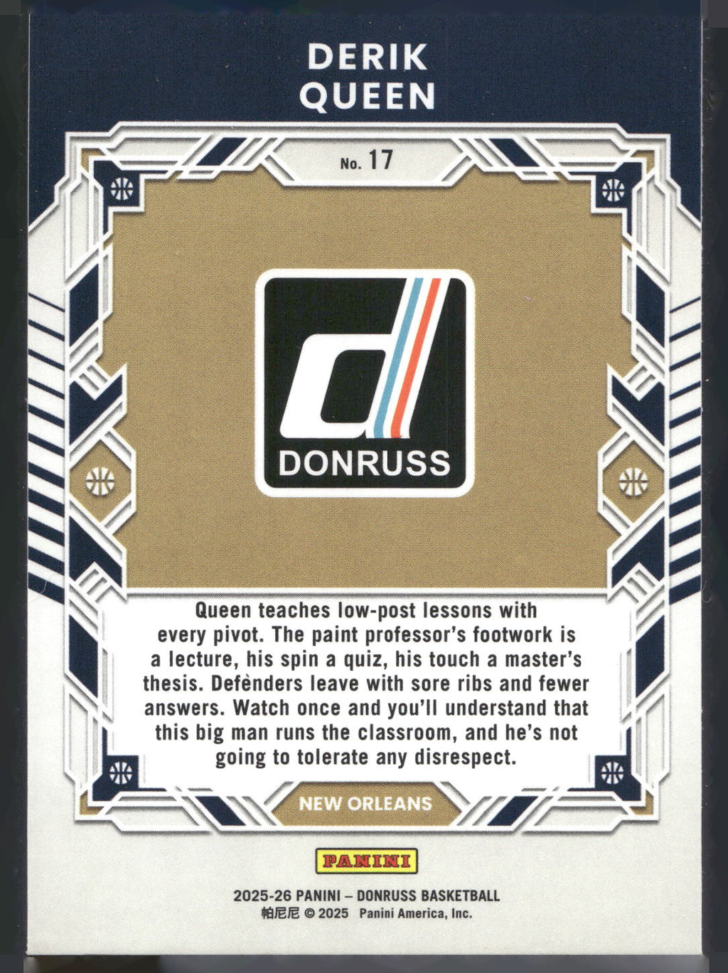 2025-26 Donruss #17 Derik Queen Elite Series