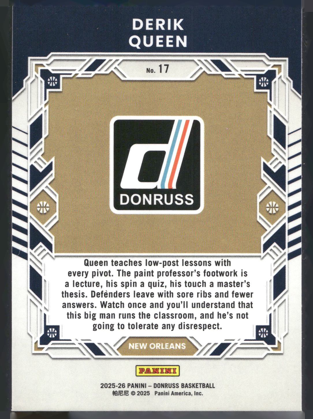 2025-26 Donruss #17 Derik Queen Elite Series