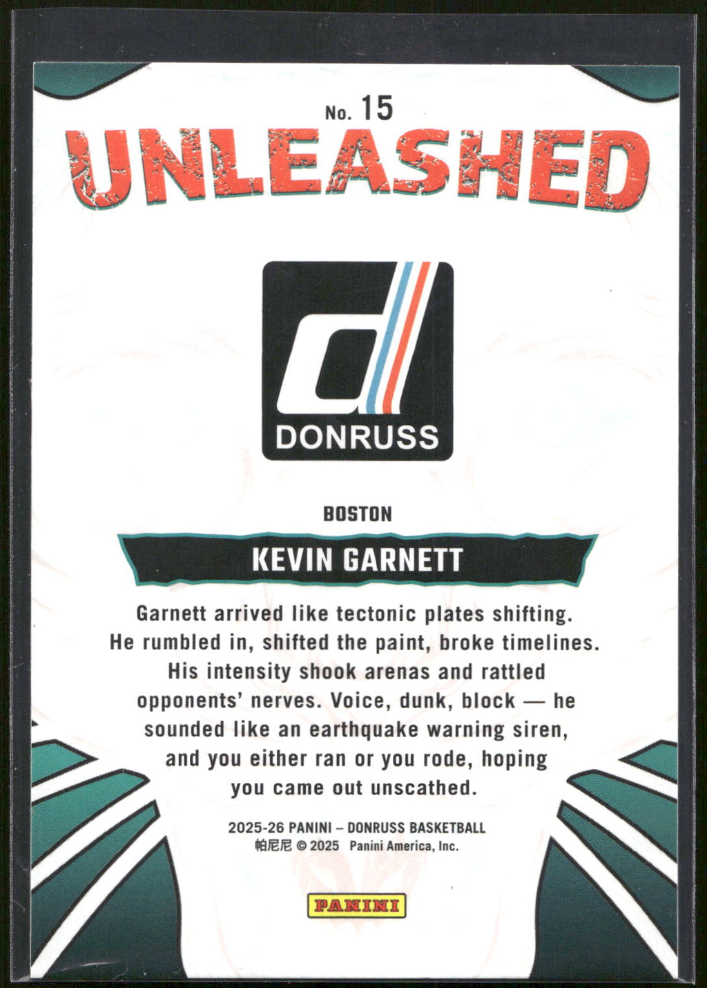 2025-26 Donruss #15 Kevin Garnett Unleashed