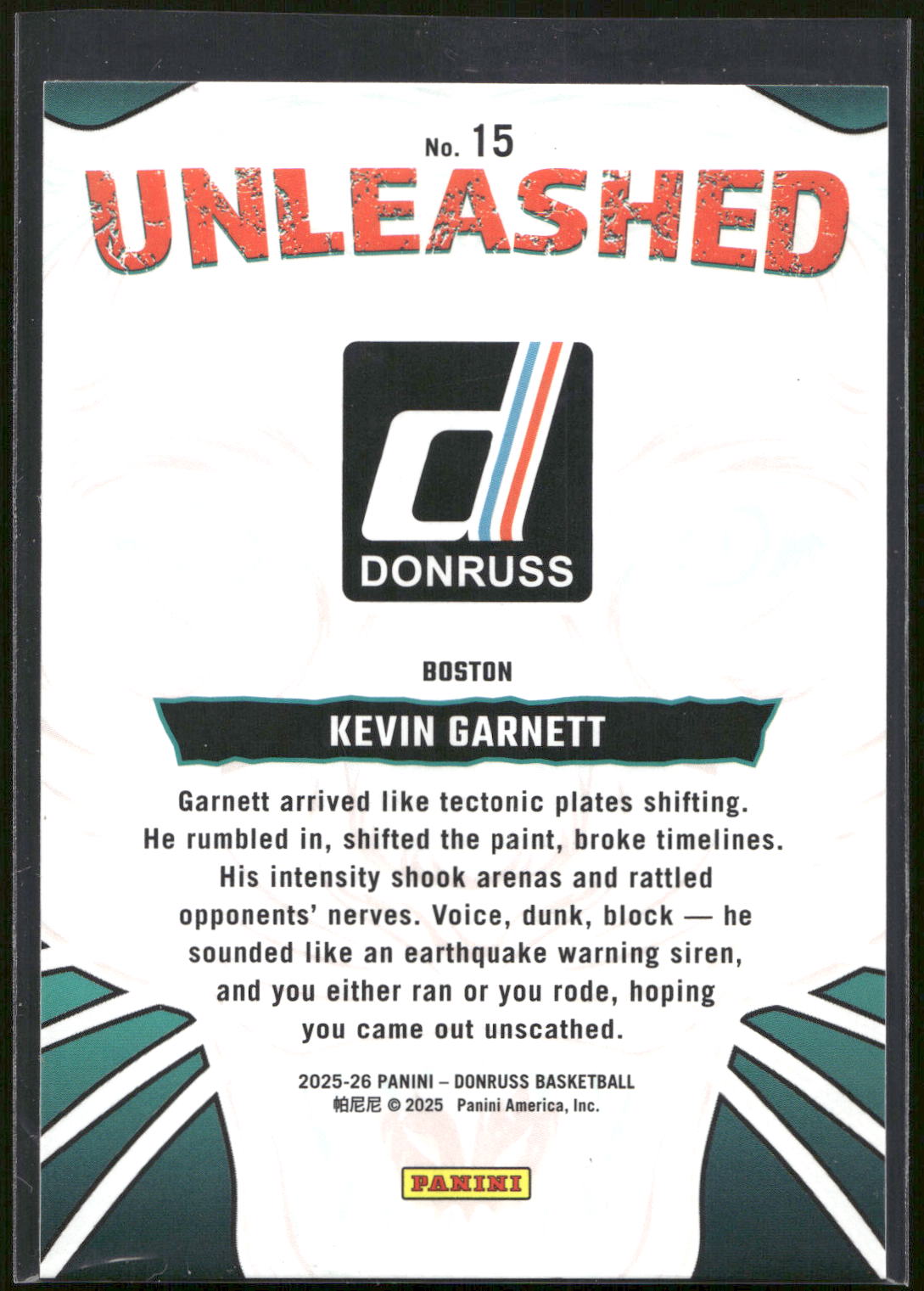2025-26 Donruss #15 Kevin Garnett Unleashed
