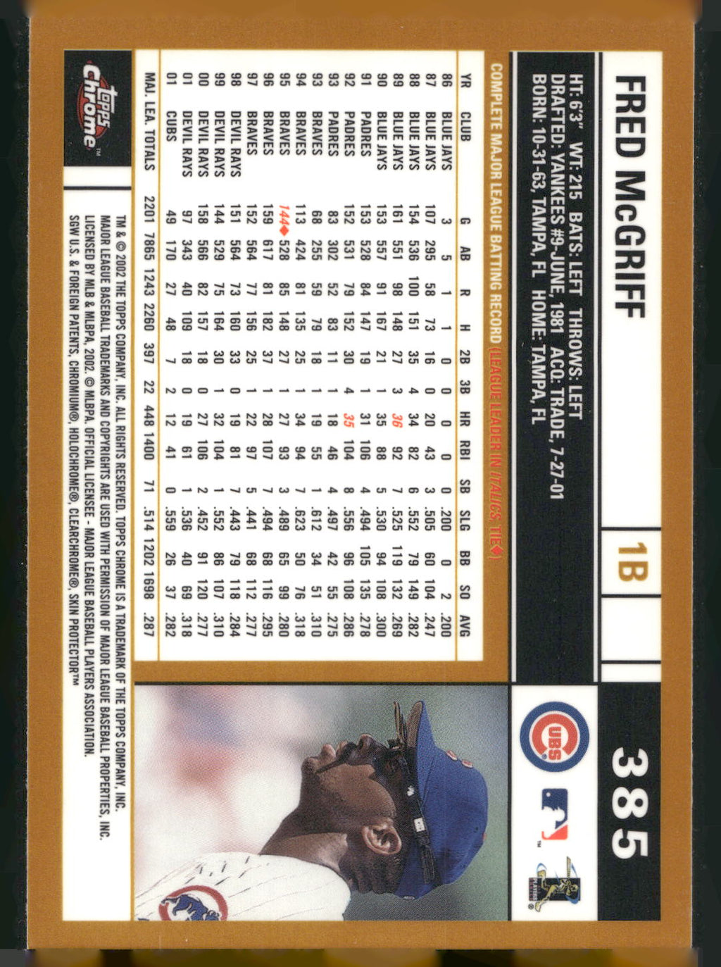 2002 Topps Chrome #385 Fred McGriff