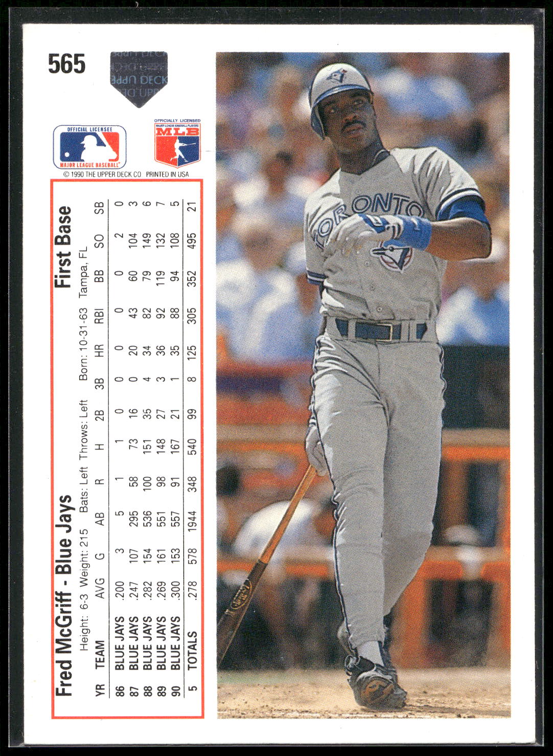 1991 Upper Deck #565c Fred McGriff