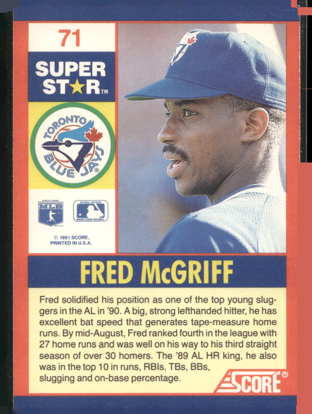 1991 Score 100 Superstars #71 Fred McGriff