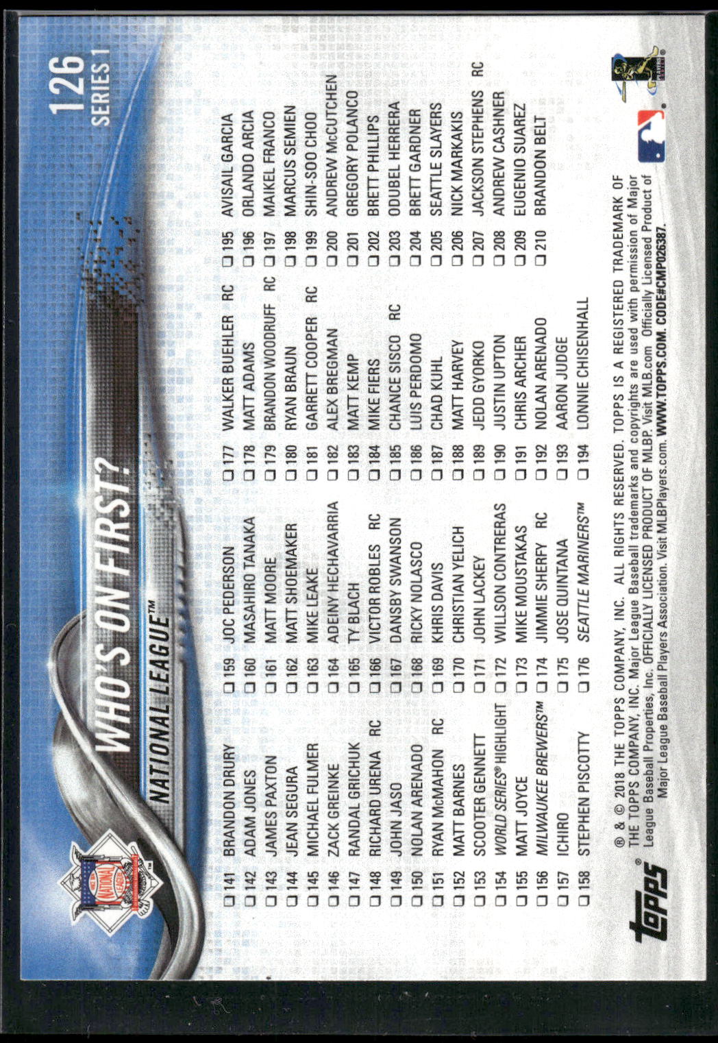 2018 Topps #126 Who's on First? Rainbow Foil