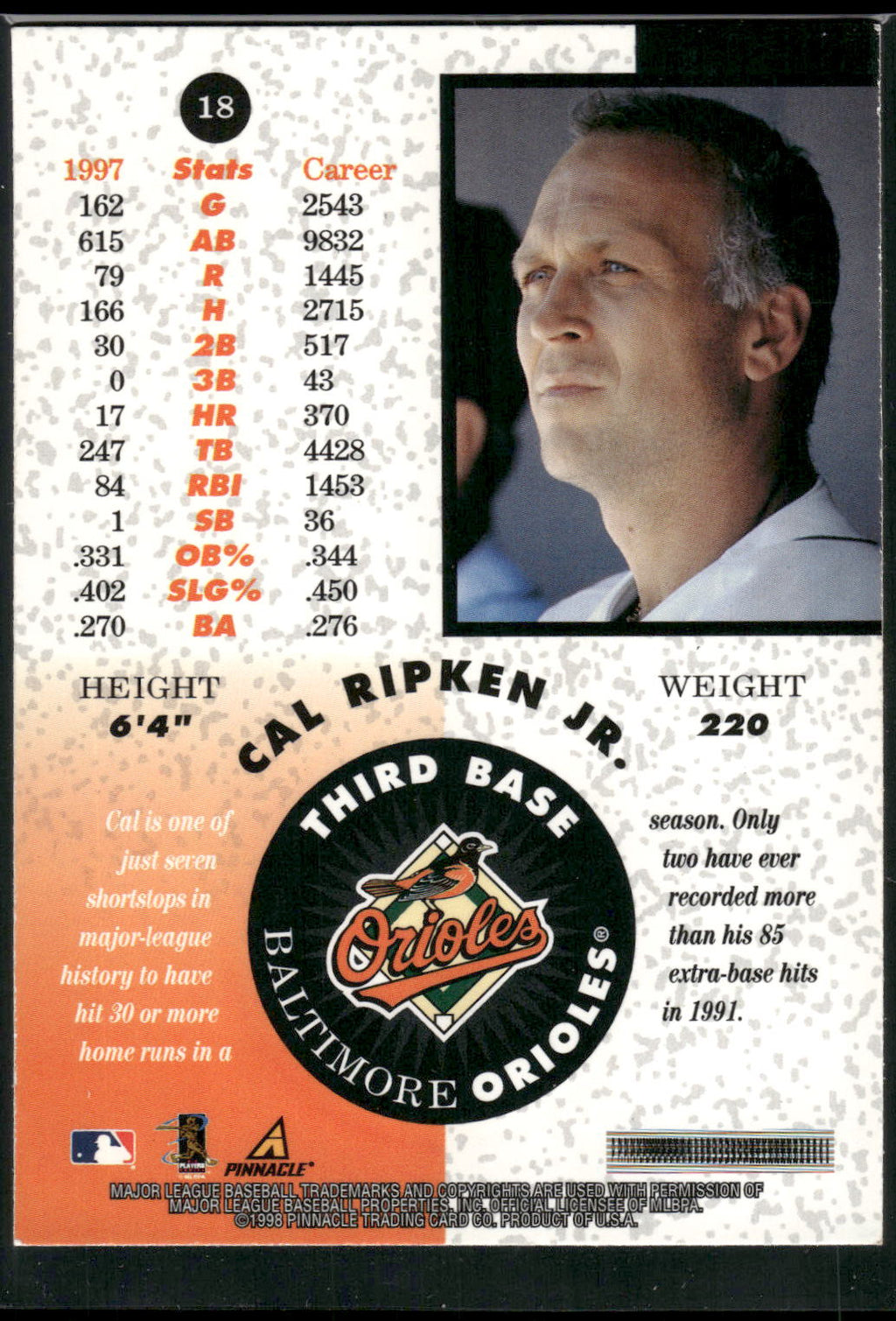 1998 Pinnacle Mint Collection #18 Cal Ripken Jr. Bronze