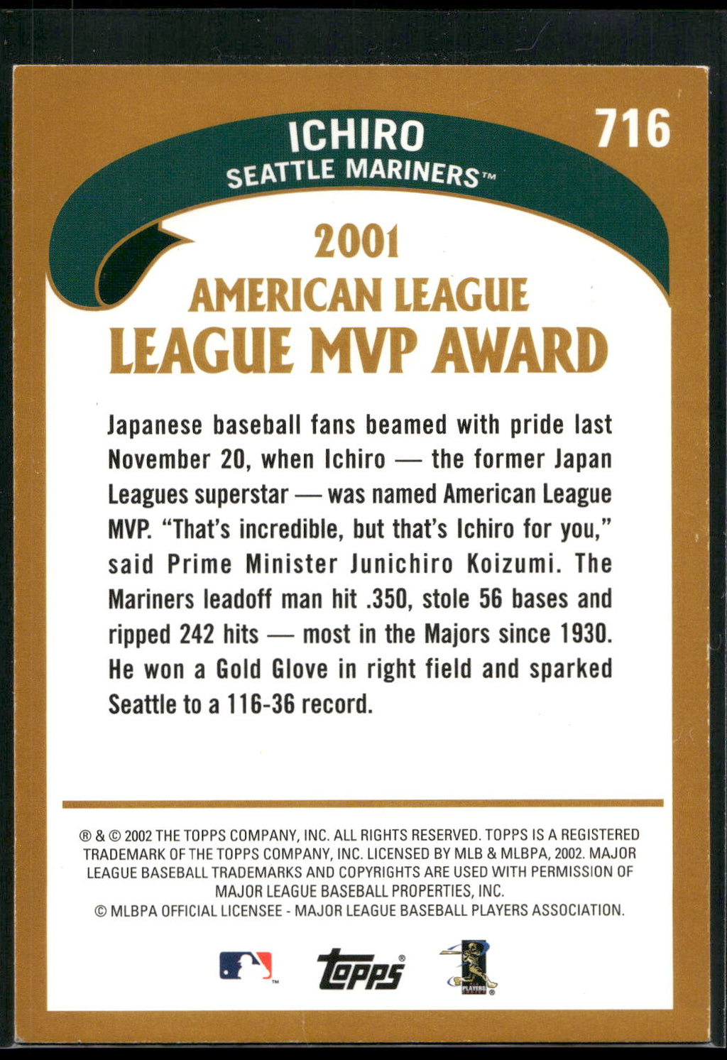 2002 Topps #716 Ichiro Topps Limited