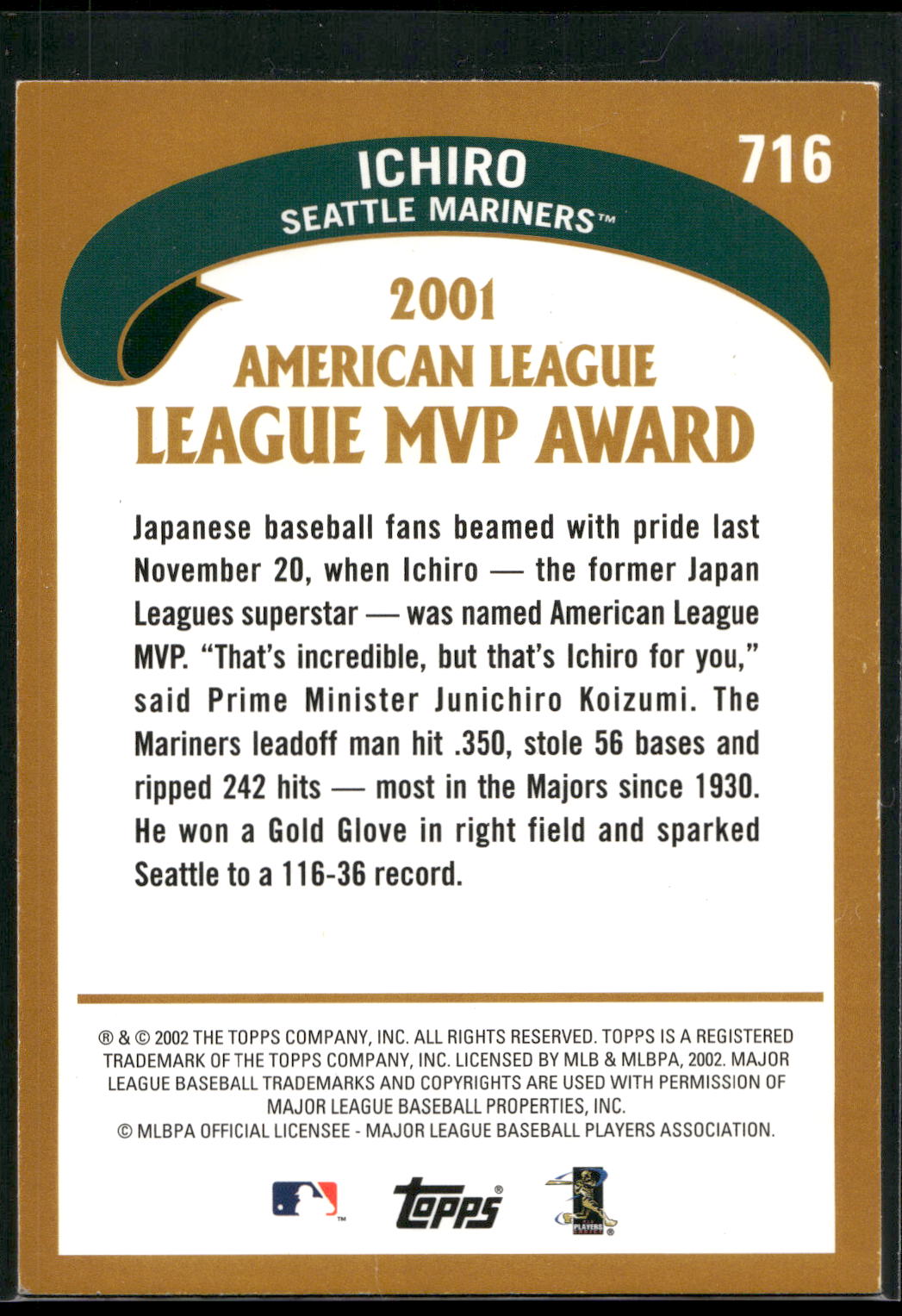 2002 Topps #716 Ichiro Topps Limited