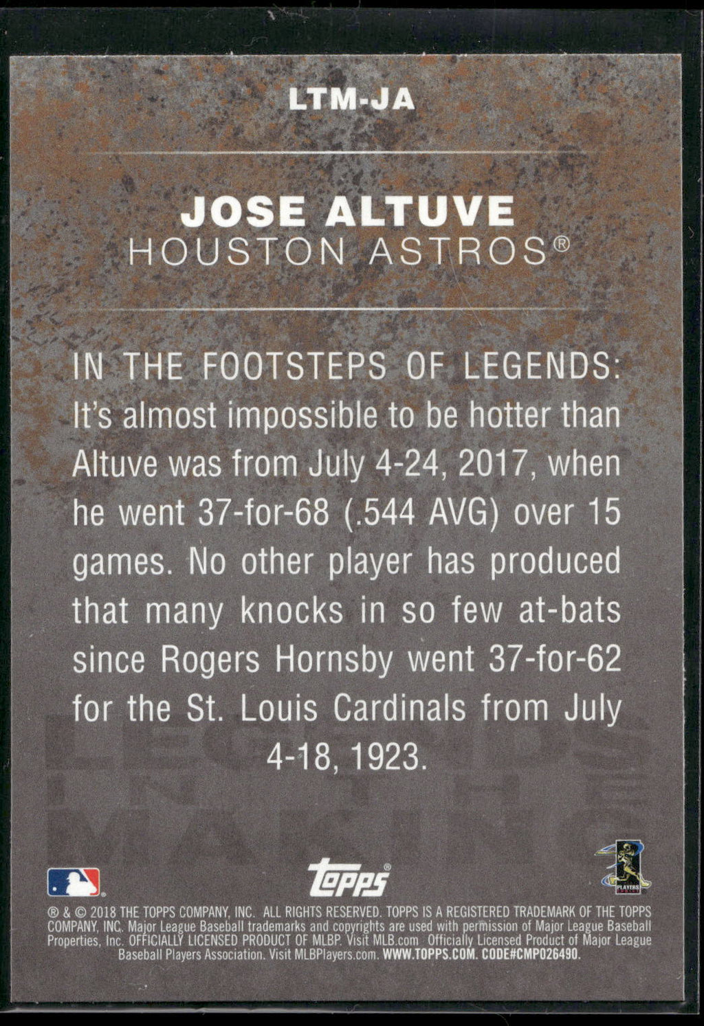 2018 Topps #LTM-JA Jose Altuve Legends in the Making (Series 1)