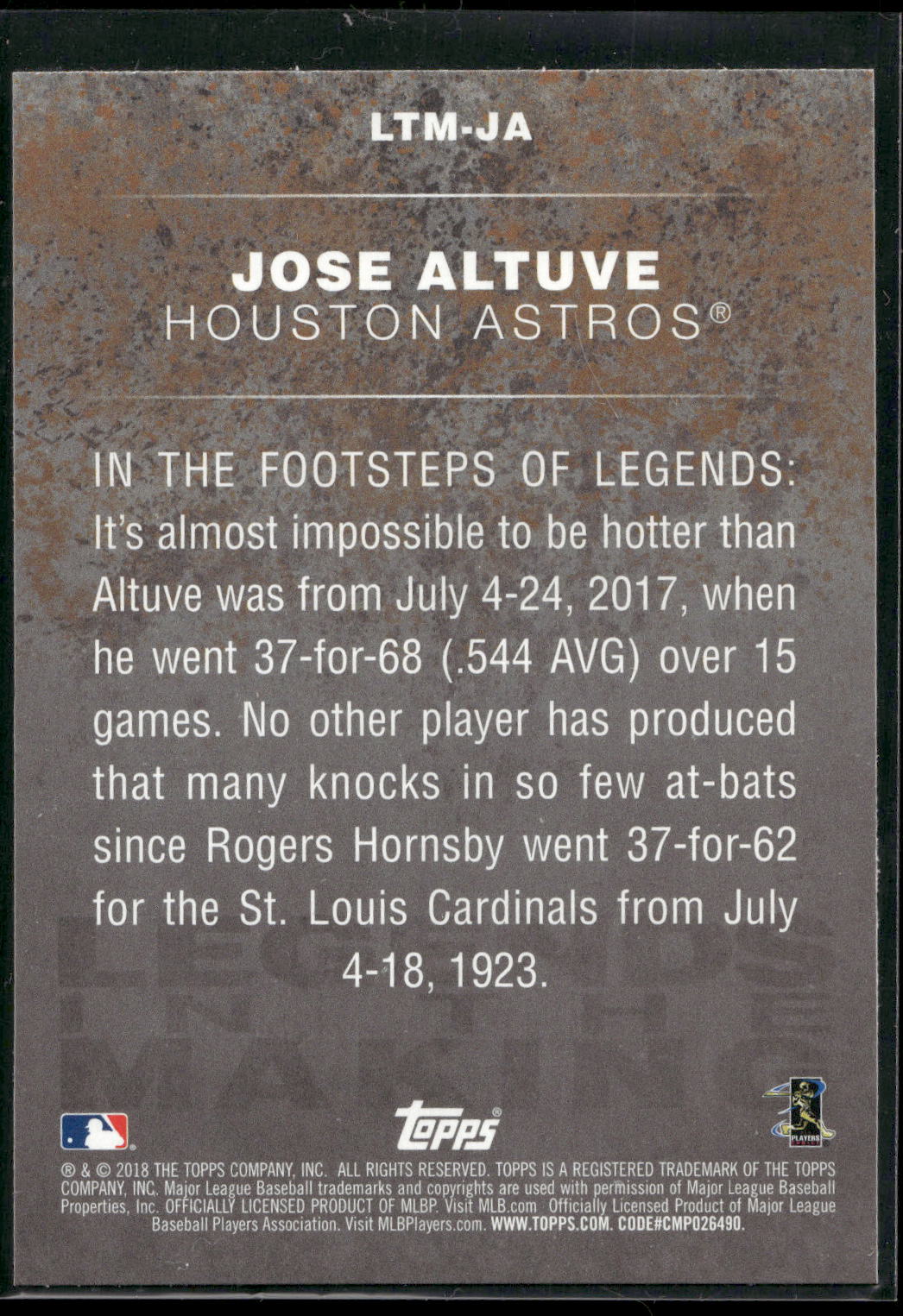 2018 Topps #LTM-JA Jose Altuve Legends in the Making (Series 1)