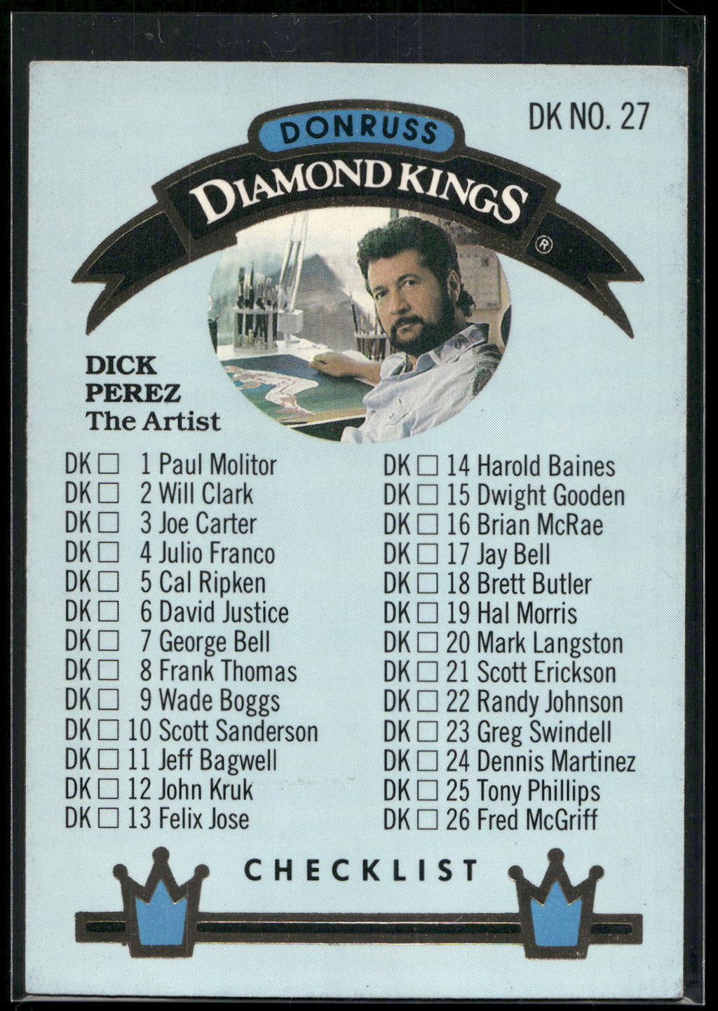 1992 Donruss #DK-27 Diamond Kings Checklist Diamond Kings