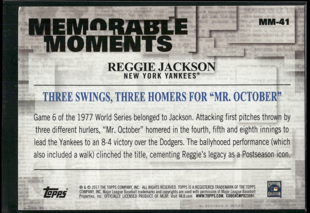 2017 Topps #MM-41 Reggie Jackson Memorable Moments