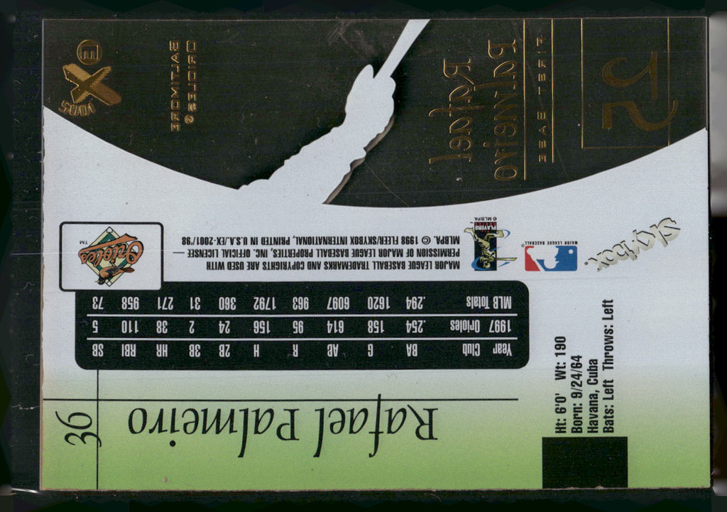 1998 SkyBox E-X2001 #36 Rafael Palmeiro Essential-Credentials-Now #/36