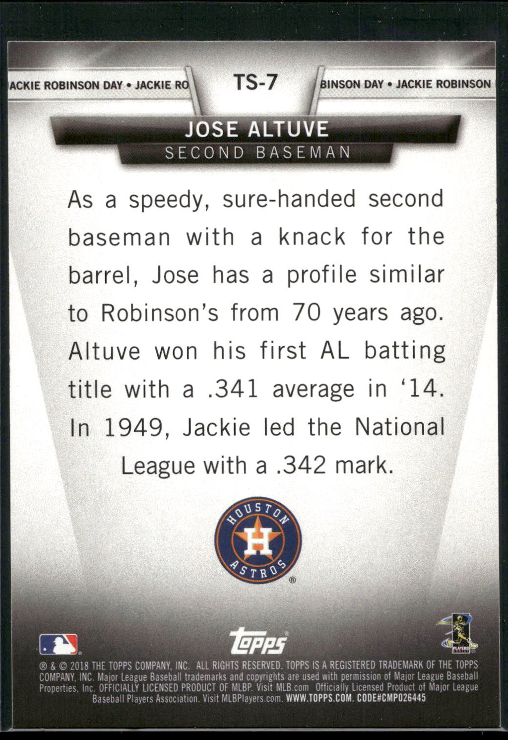 2018 Topps #TS-7 Jose Altuve Topps Salute (Series One)