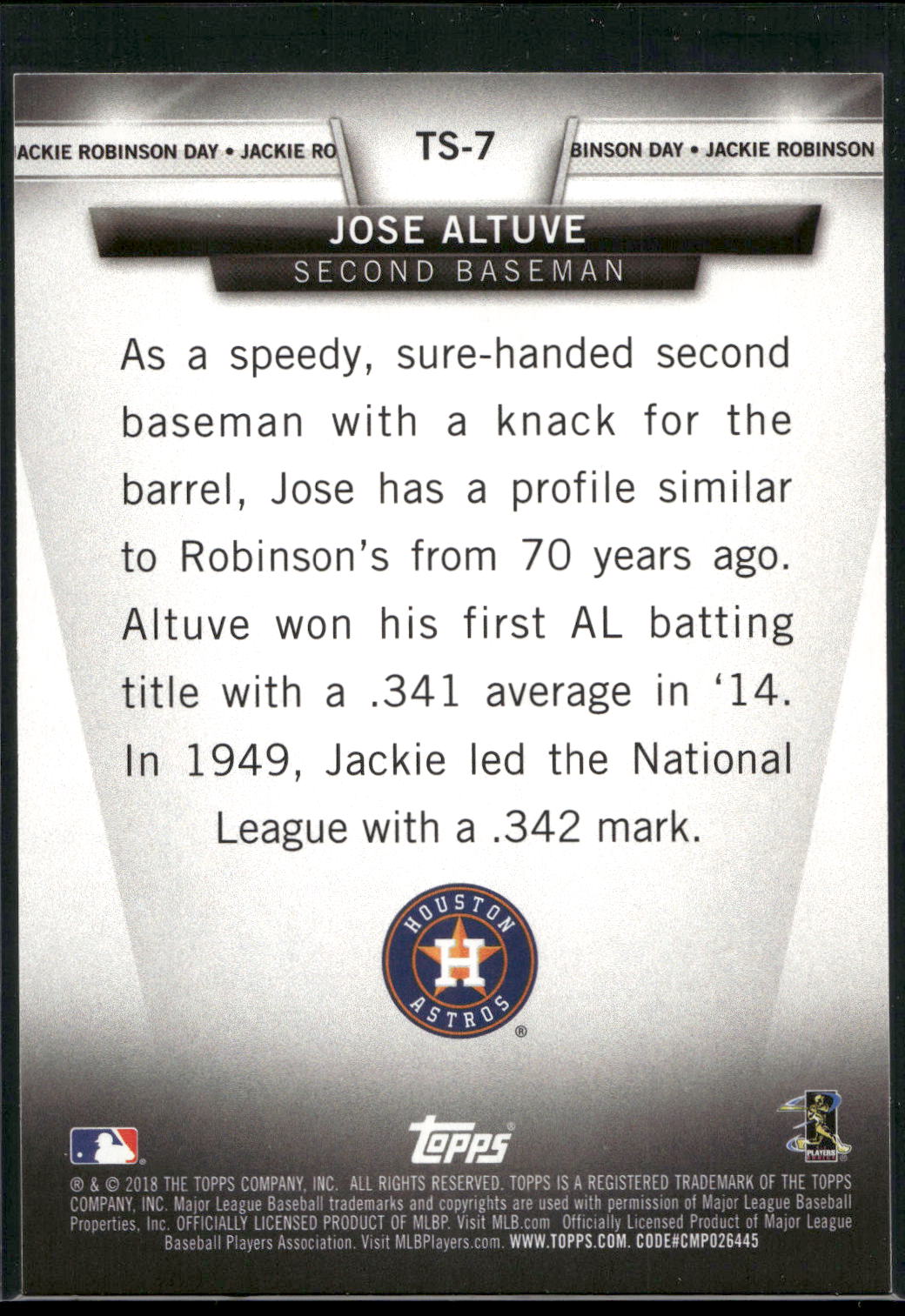 2018 Topps #TS-7 Jose Altuve Topps Salute (Series One)