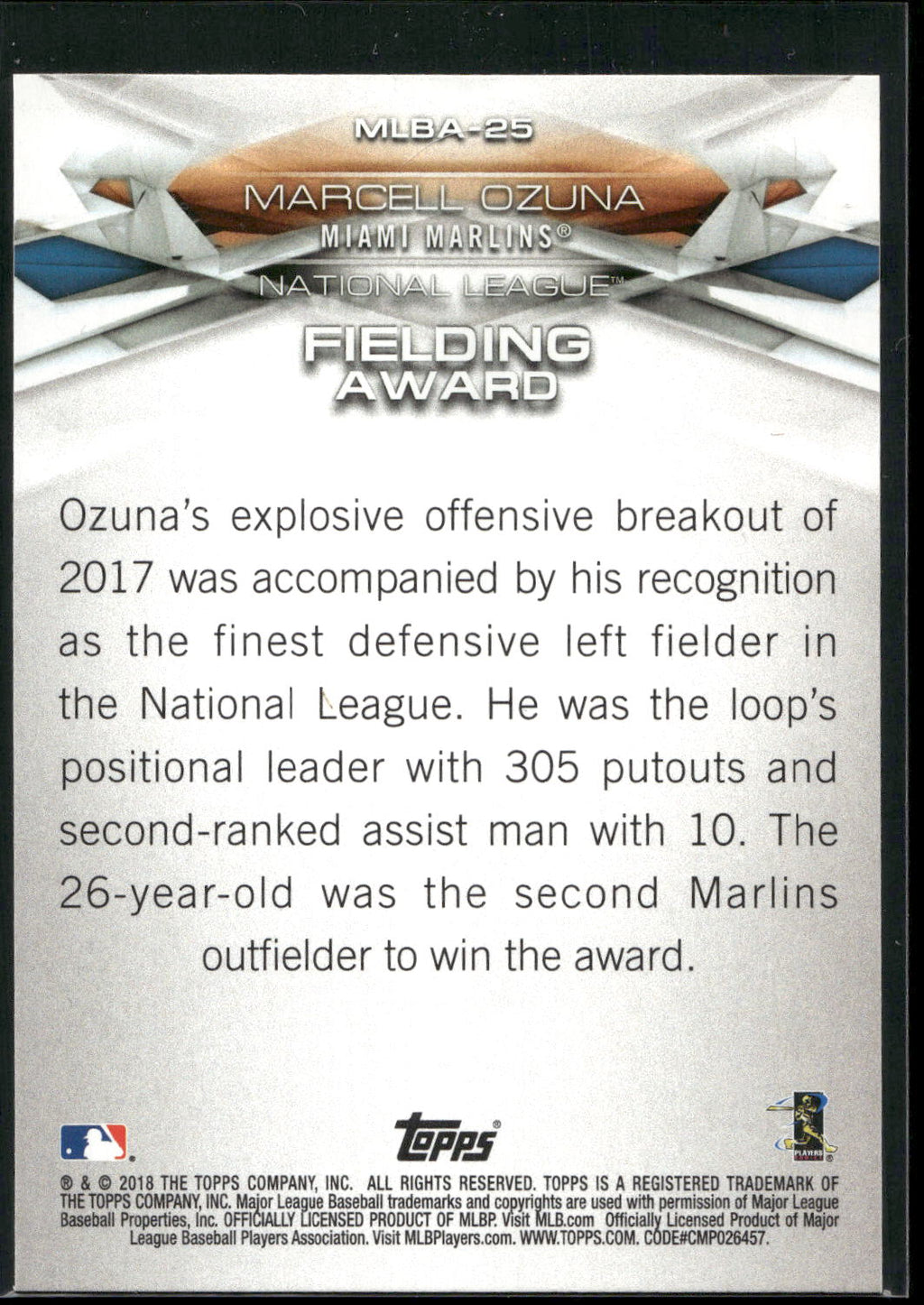 2018 Topps #MLBA-25 Marcell Ozuna MLB Awards