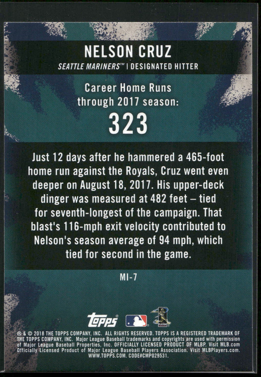 2018 Topps Big League #MI-7 Nelson Cruz Ministers of Mash