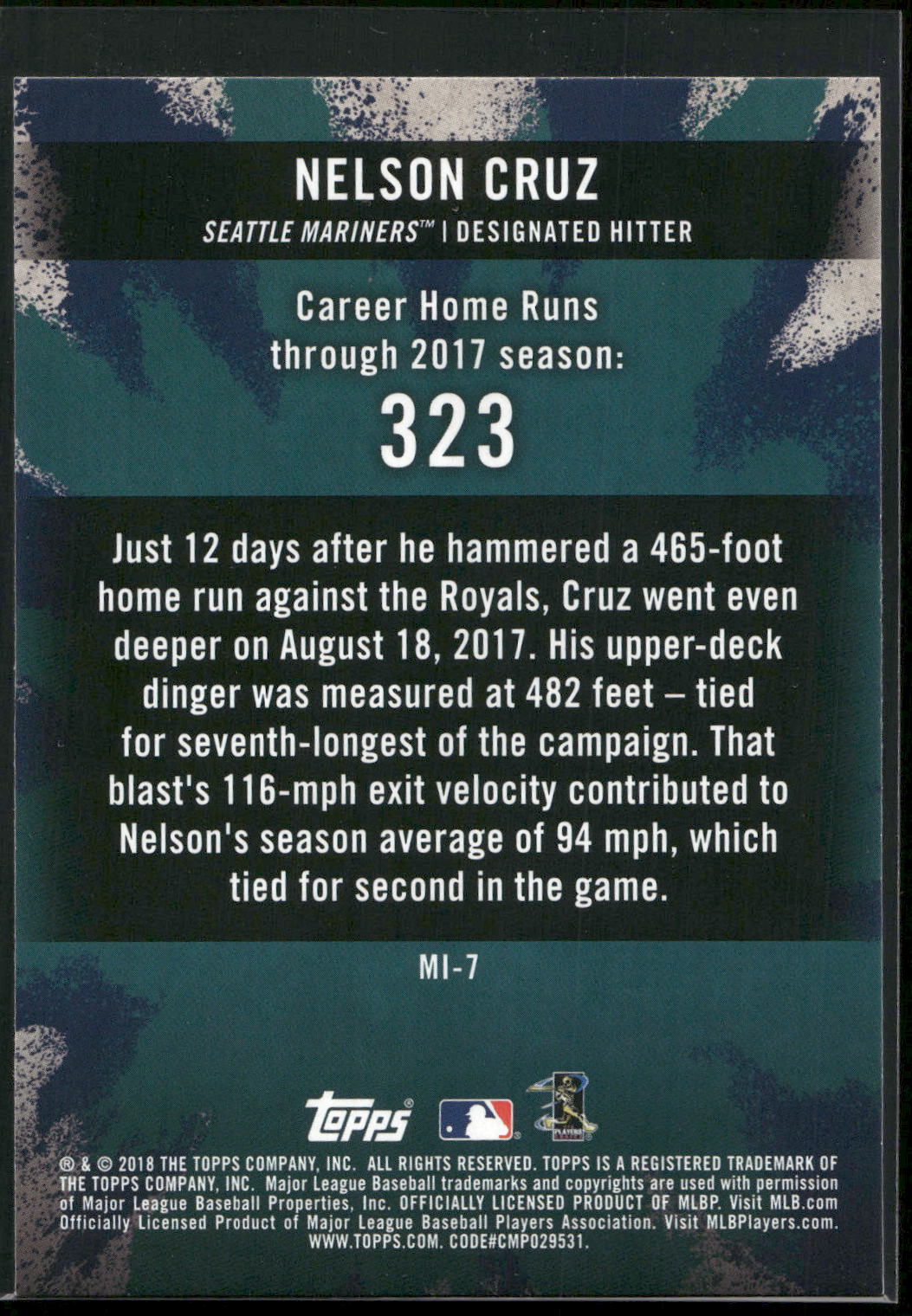 2018 Topps Big League #MI-7 Nelson Cruz Ministers of Mash