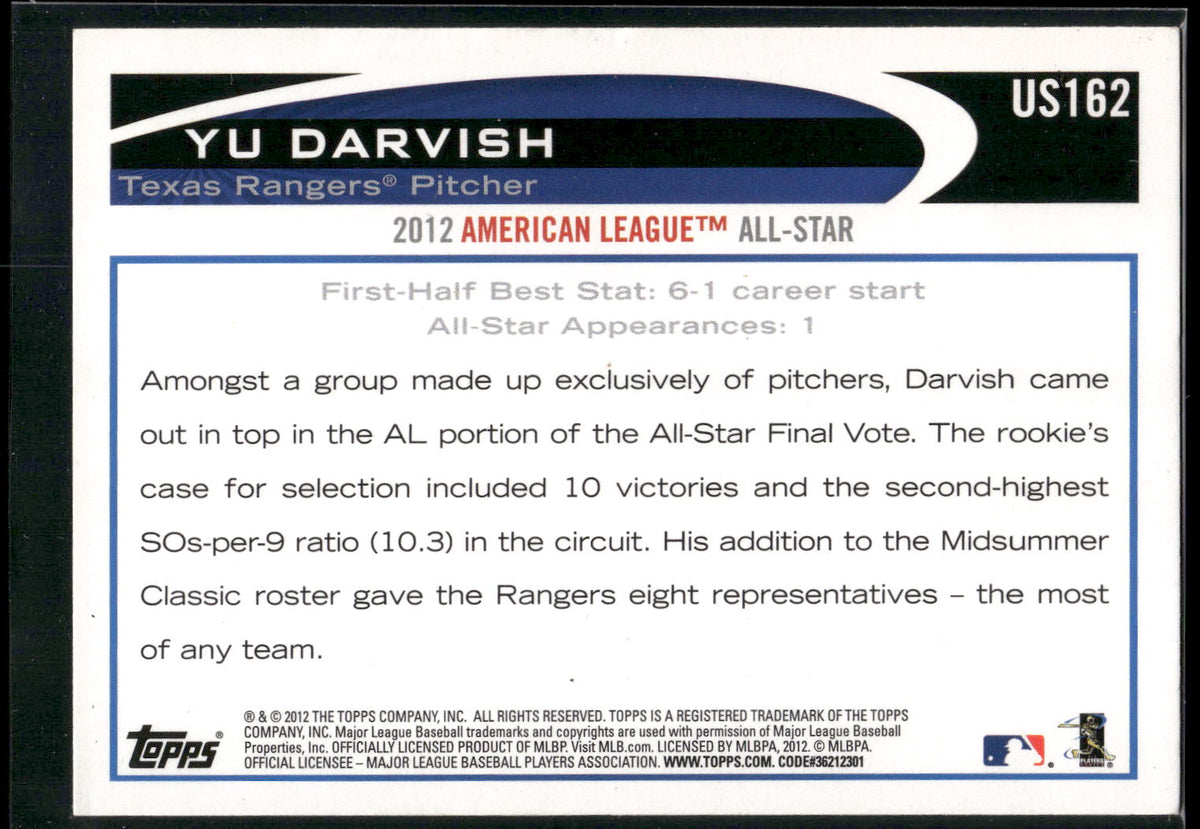2012 Topps Update #US162 Yu Darvish