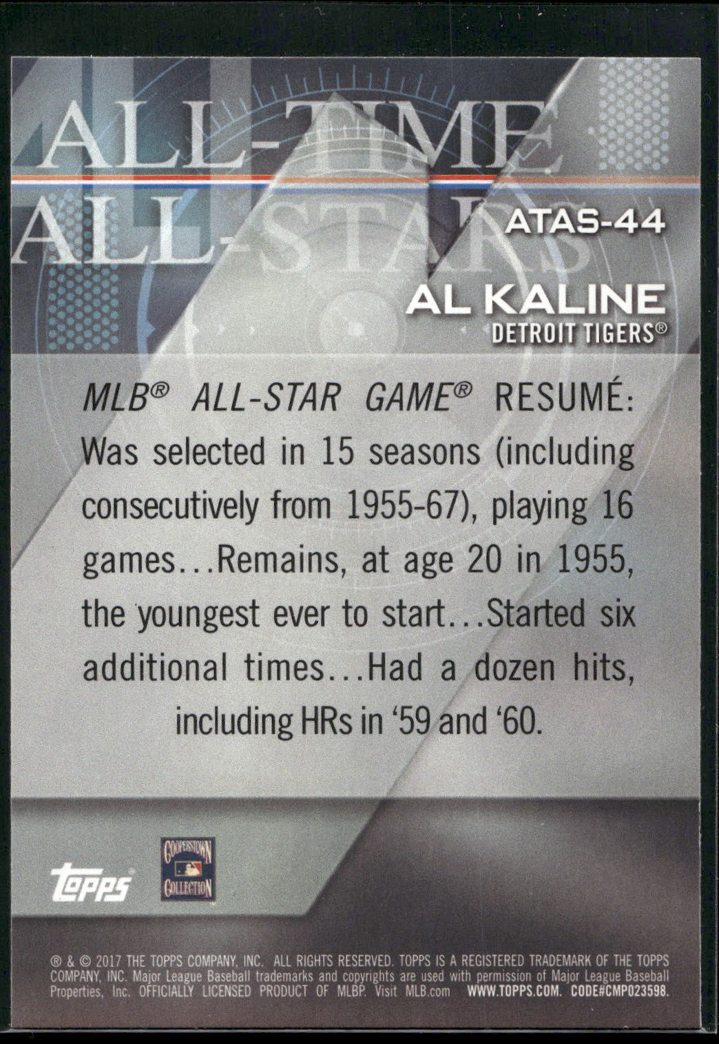 2017 Topps #ATAS-44 Al Kaline All-Time All-Stars